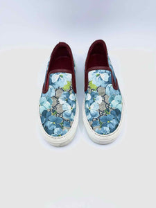 GUCCI Size 6 Blue Floral Sneakers
