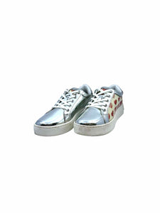 MOSCHINO Size 9 Silver, Red hearts Sneakers
