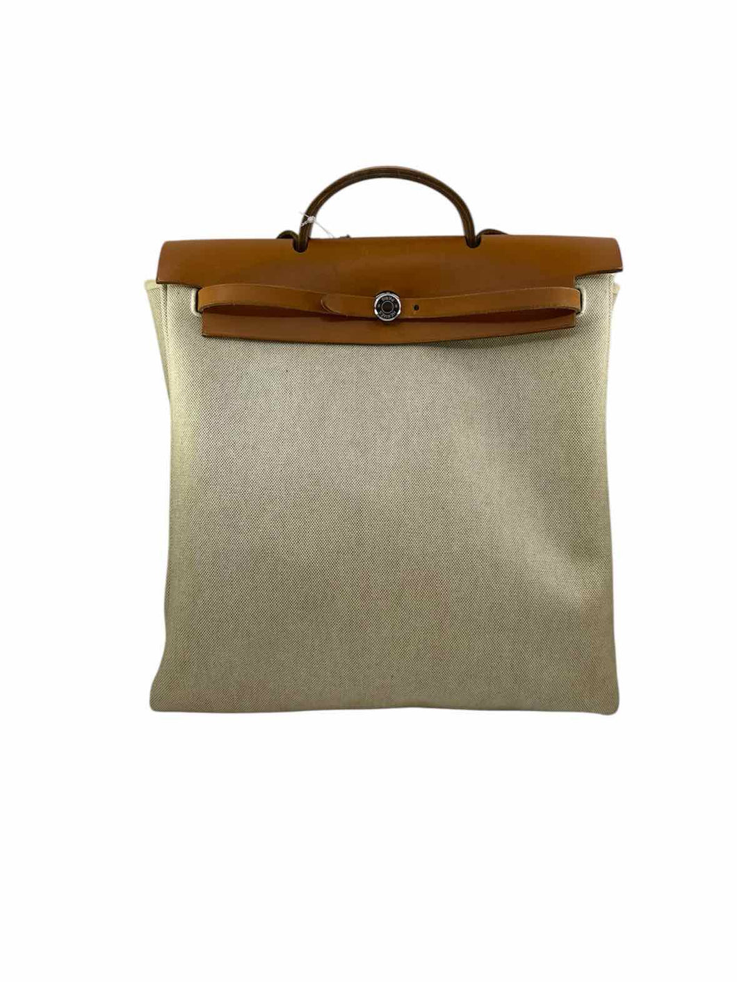 HERMES Herbag Beige Canvas Solid Backpack