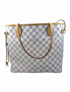 LOUIS VUITTON NEVERFULL MM White Coated canvas Damier Handbag