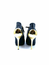 Load image into Gallery viewer, GIUSEPPE ZANOTTI Size 9.5 Black, gold Leather Solid Ankle Boot
