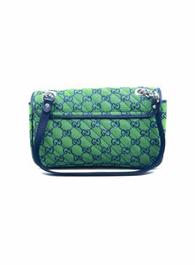 GUCCI Navy, Green Canvas Monogram Handbag