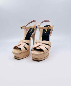YVES SAINT LAURENT Size 7.5 Peach Patent Leather Sandals