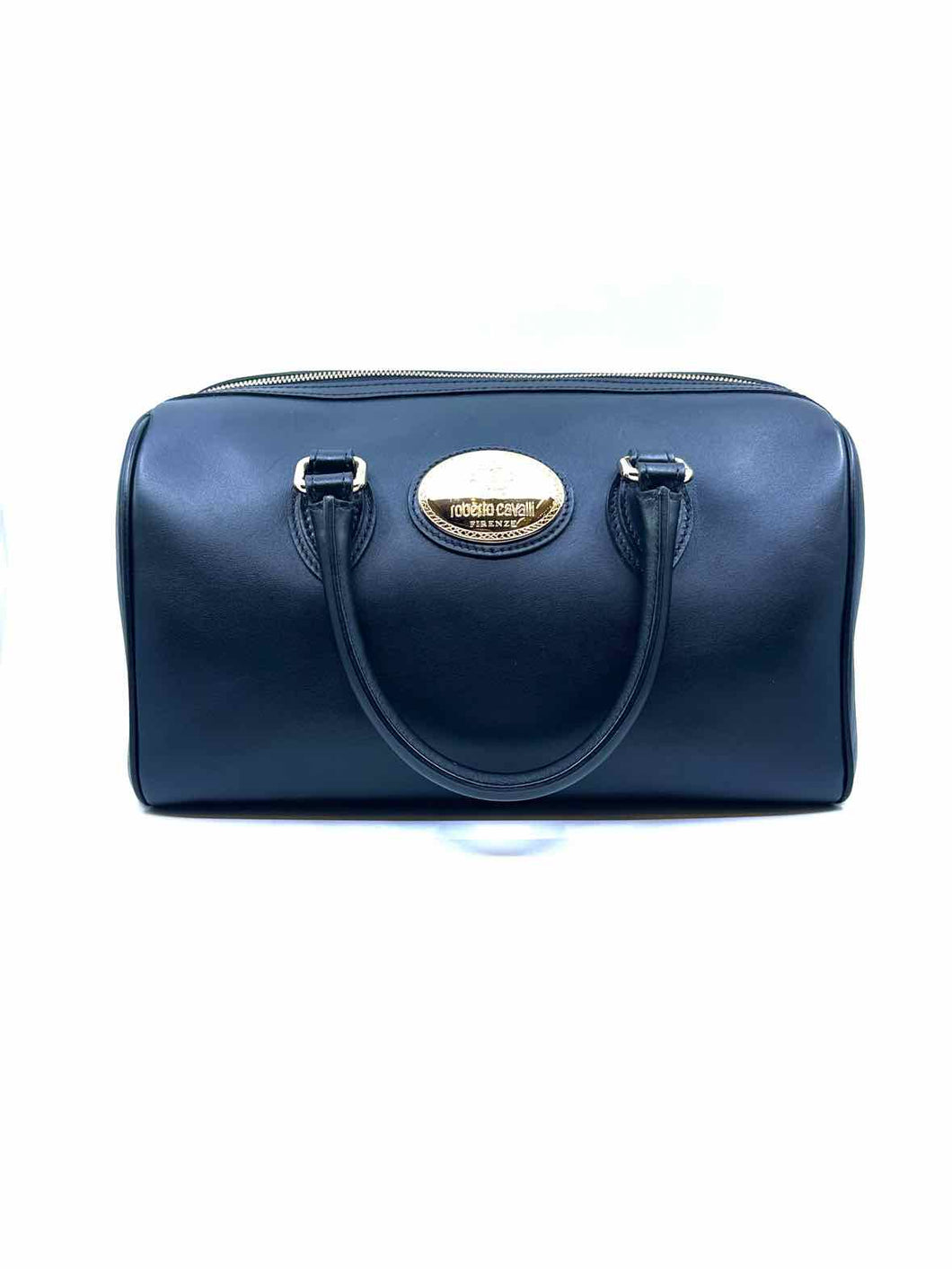 ROBERTO CAVALLI Black Leather Solid Handbag