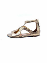 Load image into Gallery viewer, ALEXANDER MCQUEEN Size 7 Gold Leather Lizard Flats
