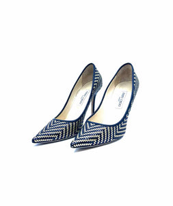 JIMMY CHOO Size 12 Gold, Black Weaved Pumps