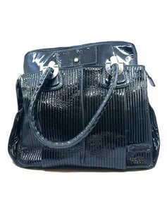 CHLOE Black Patent Leather Ribbed Handbag