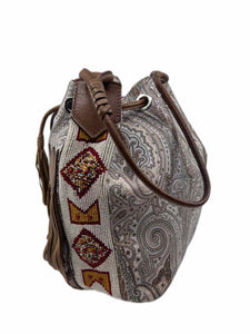 ETRO Brown & White Coated canvas Paisley Handbag