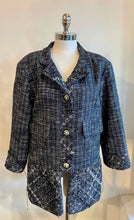 Load image into Gallery viewer, CHANEL Size 6 Navy &amp; White Cotton Blend Blazer
