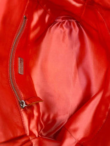 JIL SANDER Red Orange Leather Perforated Handbag