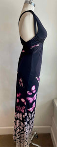 GIANNI VERSACE Size 8 Black & Pink Butterflies Gown/Evening Wear