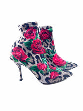 Load image into Gallery viewer, DOLCE &amp; GABBANA Size 8.5 Brown &amp; Red Flowers Ankle Boot
