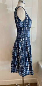 OSCAR DE LA RENTA Size 6 Black & Blue Abstract Dress