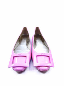 ROGER VIVIER Size 5.5 Pink Patent Leather Solid Flats