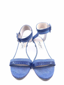 JIMMY CHOO Size 9.5 Blue Canvas Solid Wedge