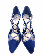 Load image into Gallery viewer, GIORGIO ARMANI Size 11 Navy Suede Pumps
