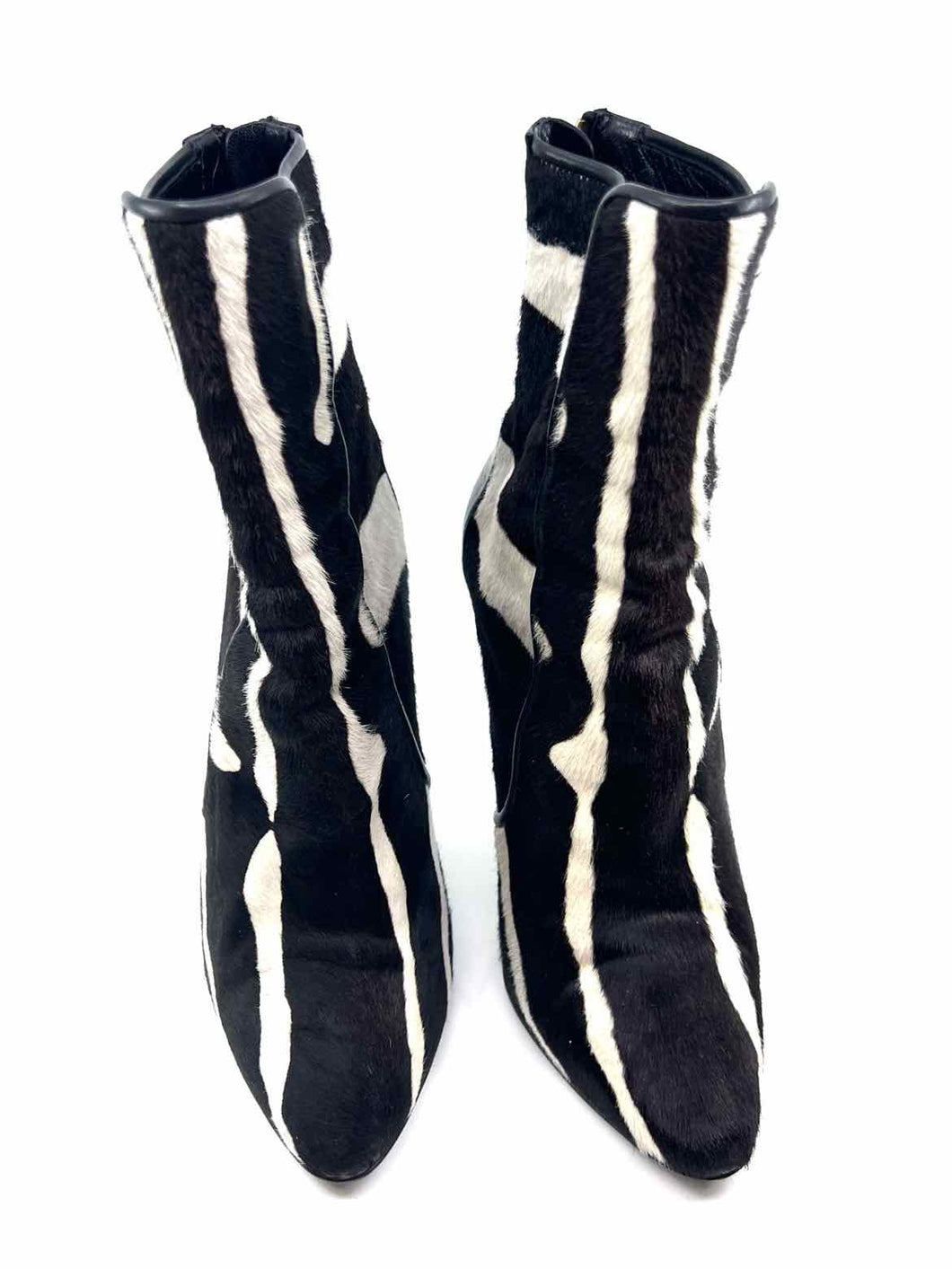 BALMAIN Black & White Animal Print Ankle Boot | 7.5