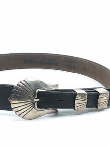 Silver Buckle Black Belt | 28 - Labels Luxury