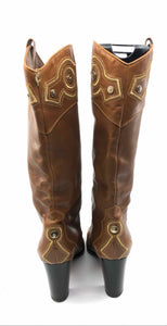 SERGIO ROSSI Embroider Tall Cowboy Boot | 10