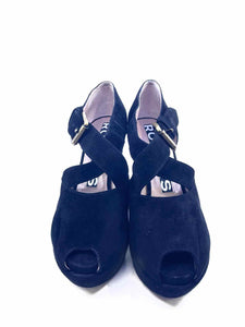 ROCHAS Size 7 Black Suede Sandals