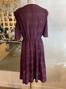 MISSONI Size 6 Wine Knit Shimmery Dress