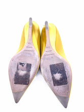 Load image into Gallery viewer, BURBERRY Size 9.5 Chartreuse Satin Solid Pumps

