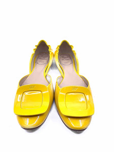 ROGER VIVIER Size 5 Yellow Patent Leather Solid Flats