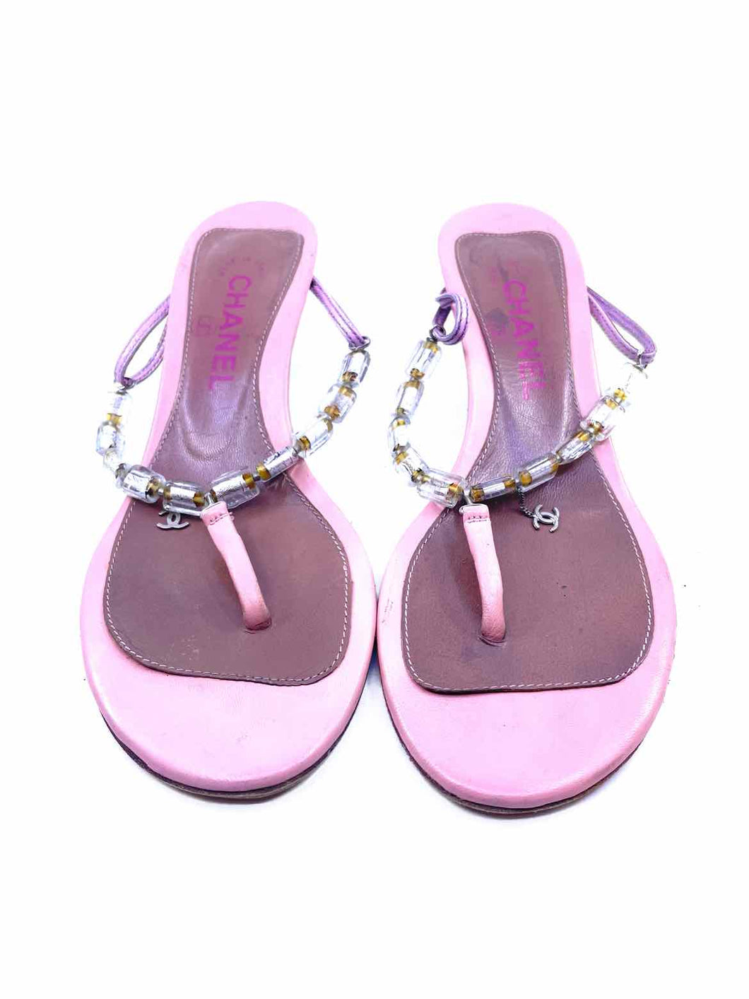 CHANEL Size 6.5 Pink Sandals