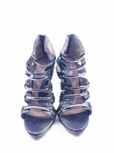 Load image into Gallery viewer, HERVE LEGER Size 8.5 Gunmetal Leather Solid Sandals

