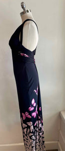GIANNI VERSACE Size 8 Black & Pink Butterflies Gown/Evening Wear