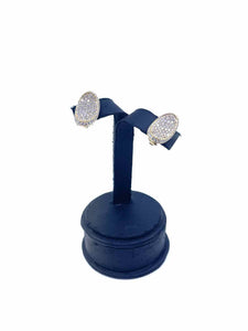 Concave Diamond Pave Gold Clip Earrings