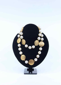 CHANEL Gold Pearl Necklace