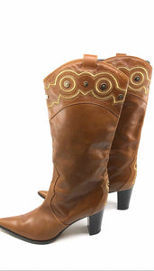 SERGIO ROSSI Embroider Tall Cowboy Boot | 10