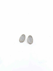 Concave Diamond Pave Gold Clip Earrings