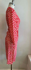 VALENTINO Size 6 Red Silk Polka Dot Dress