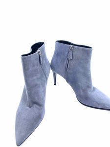 PRADA Size 10.5 Grey Suede Solid Ankle Boot