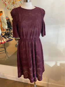 MISSONI Size 6 Wine Knit Shimmery Dress