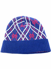 Load image into Gallery viewer, GUCCI Navy, red Knit Monogram Hat
