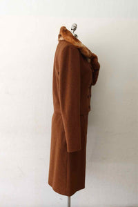 CHRISTIAN DIOR Size 8 Brown Cashmere Skirt Suit