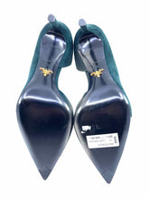 Load image into Gallery viewer, PRADA Size 9.5 Black &amp; Green Suede Pumps
