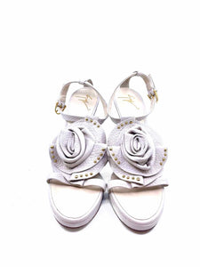 GIUSEPPE ZANOTTI Size 9.5 Ivory Leather Sandals