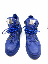 Load image into Gallery viewer, GIUSEPPE ZANOTTI Blue Leather Chain-Link Accent Sneakers | 12
