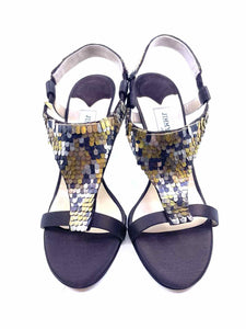 JIMMY CHOO Size 7.5 Brown Sequined Sandals