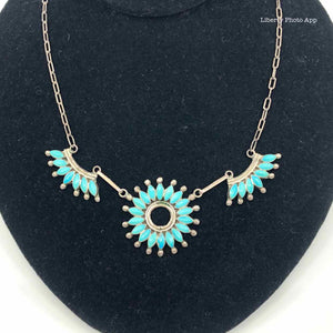 ZUNI Sterling Silver Turquoise Necklace - Labels Luxury
