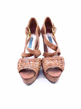 Load image into Gallery viewer, PRADA Size 6.5 Tan Weaved Wedge
