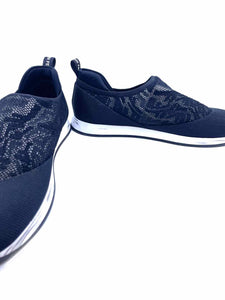 FENDI Size 9.5 Black Lace Monogram FF Logo Slip-On Runner Sneakers Sneakers