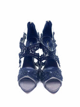 Load image into Gallery viewer, OSCAR DE LA RENTA Size 7.5 Black Mesh Plastic Beaded Sandals
