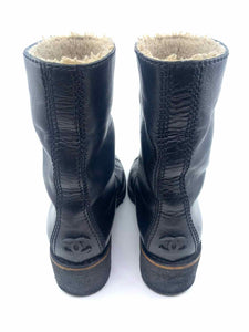 CHANEL Black Leather Ankle Boot | 8