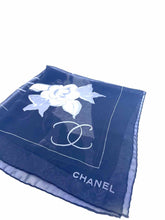 Load image into Gallery viewer, CHANEL Black &amp; Grey Silk Scarf
