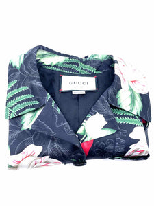 GUCCI Size XS Green, Black Floral Hawaiian Pajamas